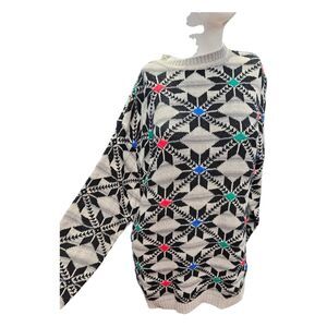 Liz Wear Vintage 90's Gray Snowflake Sweater Medium Oversized